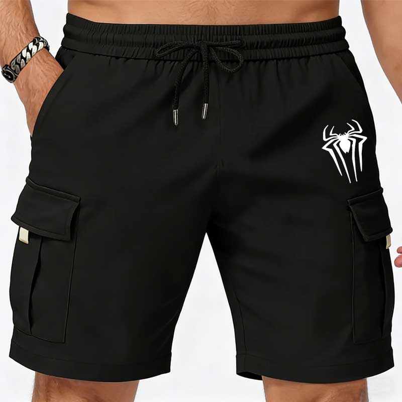Cycling To Work - New Men's Spider Print Cargo Shorts