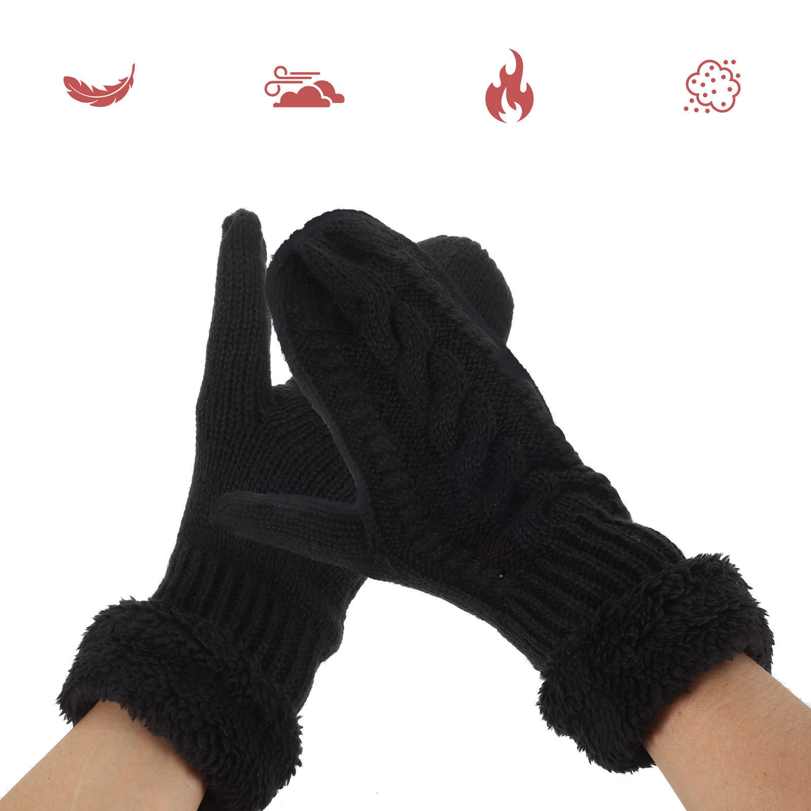 Winter Cycling Commute - 1Pair Adult Winter Gloves Thick Knit