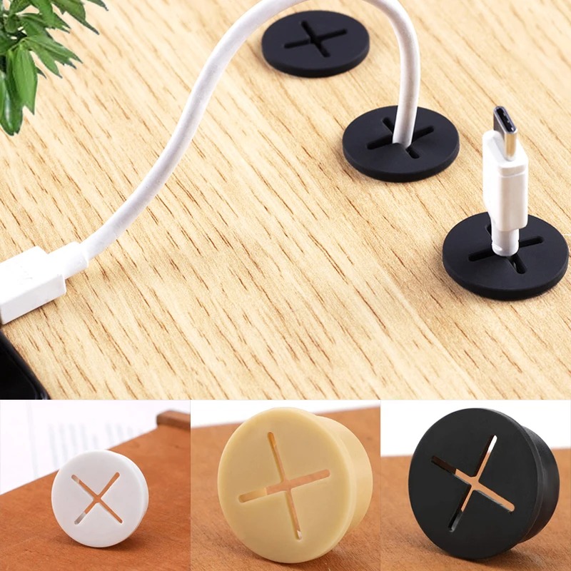 Cable Lock Flexible - 5PCS Flexible Rubber Round Cable Hole