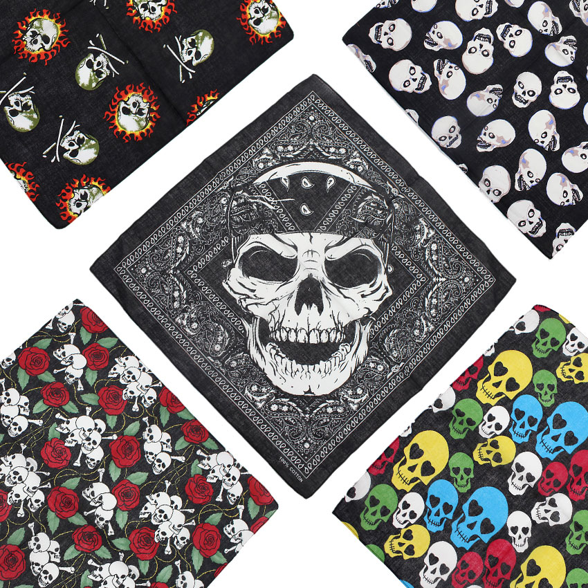 Cycling Zones - Skull Bandana Square Scarf 100% Cotton