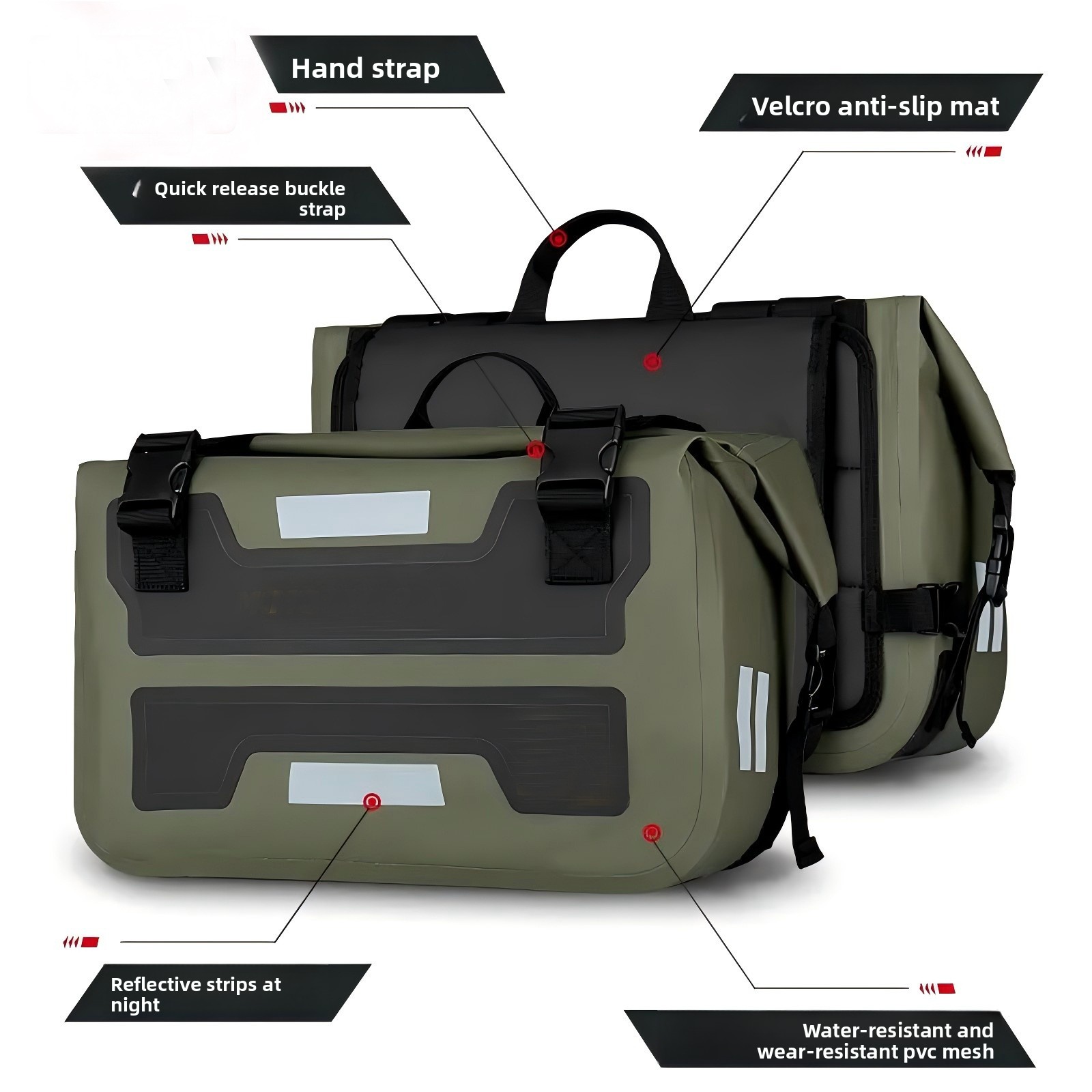 Panniers Waterproof Rear - 30L x2 Motorcycle Saddle Bags Waterproof