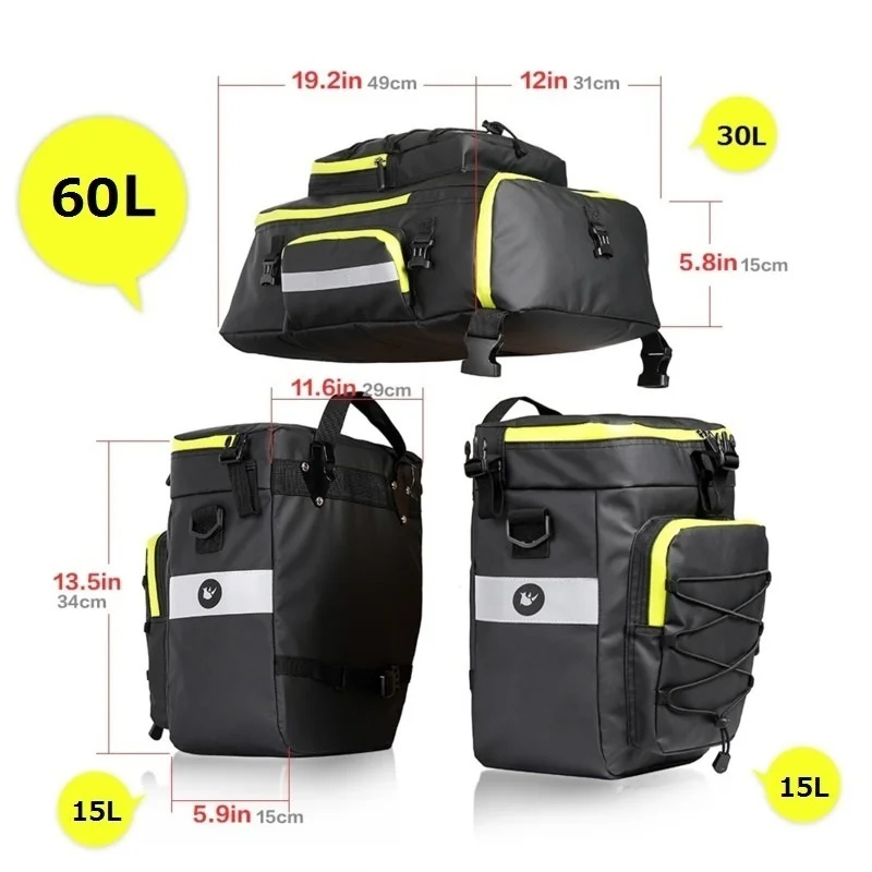 60L 3 In 1 Mountain Road Bicyc - Panniers Waterproof Rear review and price