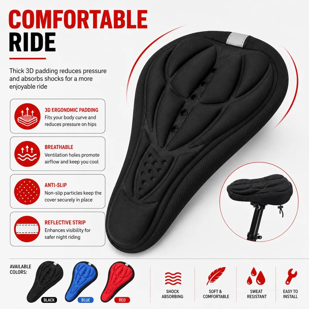 3D Soft Foam Padded Bicycle Sa - Commuting By Bike review and price