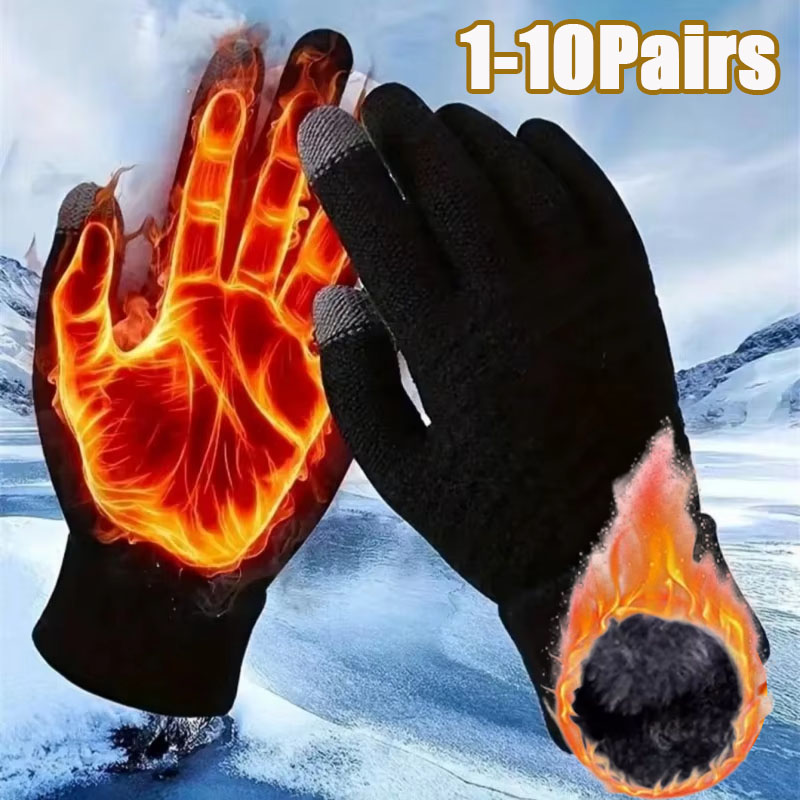 1-10Pairs Thick Knit Touchscre - Winter Cycling Commute review and price